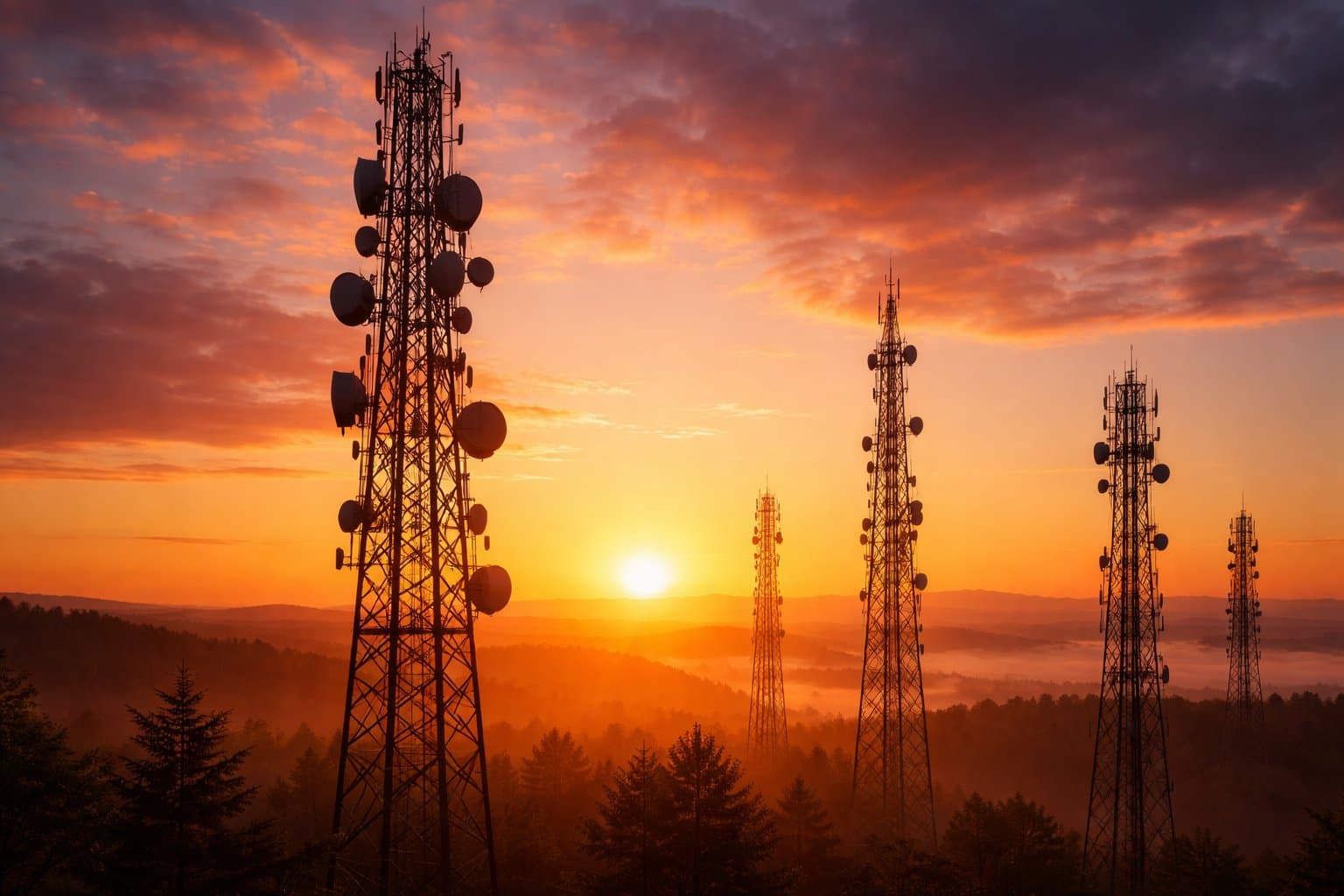 Satellite dish at night.